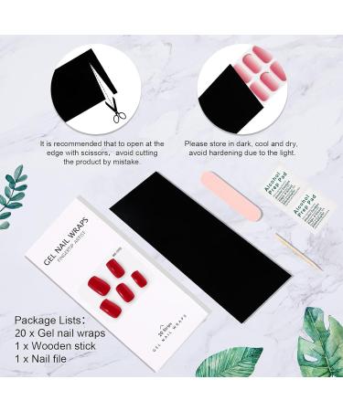 Gel Nail Strips Semi Cured - Claret-Red Glitter Mix Color Gel Nail Wraps - 20pcs Long Lasting Gel Nail Polish Strips With Nail File & Wooden Cuticle Stick (Glitter Red) - Buy Online on GoSupps.com
