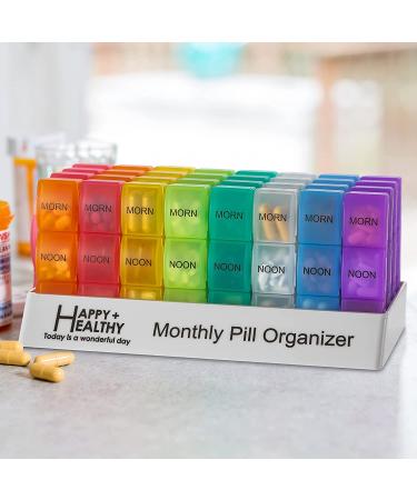 Monthly Pill Box Organizer - 3 Times A Day - 30 Day Case with 32 Compartments for Vitamins, Supplements, Medication - Travel Friendly - Buy Online on GoSupps.com