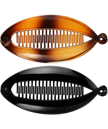 Buy 4-Piece Banana Clips & Fish Comb Combs | Wide Tortoise Kamm Hair Clips for Women - Black Gradient & Brown - 14 cm Long - Buy Online on GoSupps.com