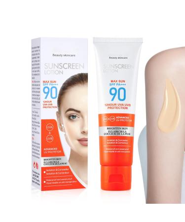Sun Cream SPF90 Sunblock Face & Body Lotion Moisturising Sunscreen Cream UVA & UVB Protection For Dry Sensitive Skin Waterproof Non-Greasy Sunscreen Isolation Body Concealer