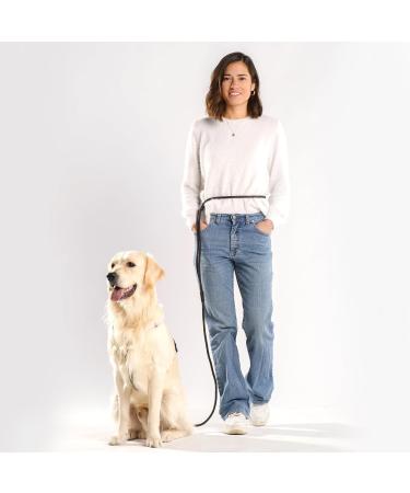 Hands-Free Dog Leash - 2m Adjustable Belly Belt 3-in-1 Running & Training Leash for Large & Small Dogs - Rope Leash in Black - Buy Online on GoSupps.com