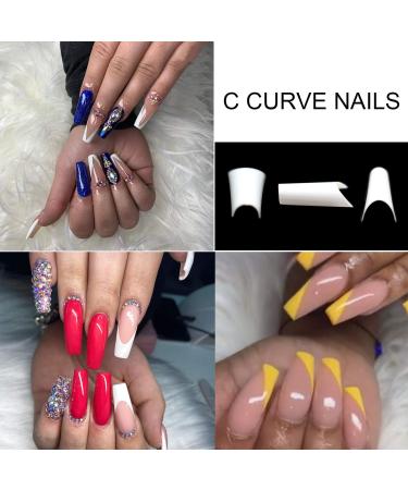 Buy 550 Pieces White Acrylic False Nail Tips - C Curve Shape Half Cover 11 Sizes for Women | International Shipping Available - Buy Online on GoSupps.com