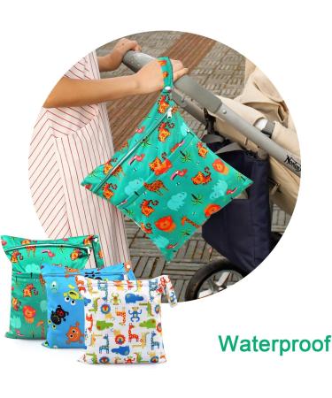 Ballery 3 Pcs Wet Dry Bag Set | Waterproof Reusable Nappy Cloth Diaper Travel Bag with Handle and Zipper Pockets - Ideal for Baby, Beach, Pool, Gym - Buy Online on GoSupps.com