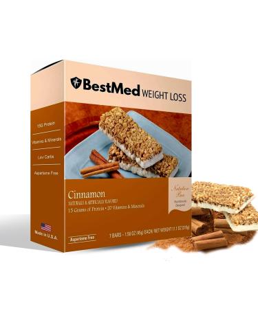 BestMed - High Protein Nutrition Bar - Low-Carb 15g Protein Low Sugar Low Calorie Meal Replacement Bar (Cinnamon 1 Box - 7 Count) Cinnamon 1 Box - 7 Count