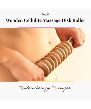 Tuuli Anti-Cellulite Massage Disk Roller | Wooden Maderotherapy Massager with Handle for Effective Cellulite Relief - Buy Online on GoSupps.com