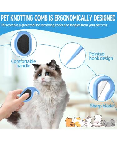 2-Piece Cat Hair Remover & Knot Comb Set | Pet Massage Tool for Long-Haired Cats & Dogs | Demanding Knife for Grooming - Buy Online on GoSupps.com
