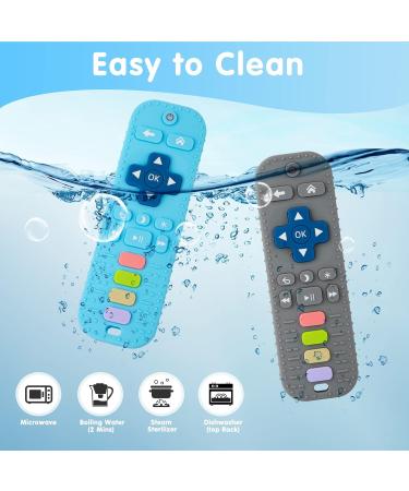Cuibilyer Baby Teething Toys 2 Pack Silicone Teething Toys for Babies 3-12 Months - TV Remote Control Teether for Boys and Girls (Blue/Grey) - Buy Online on GoSupps.com