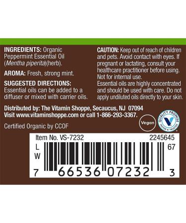 Organic Peppermint 100% Pure Essential Oil a Aromatherapy (0.5 fl. oz.) - Buy Online on GoSupps.com