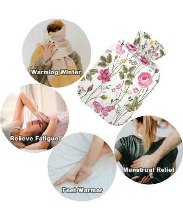 Naanle Pink Butterfly Rose Hot Water Bottle | 2L Heat Bottle for Back Pain Relief & Cold Therapy - International Shipping - Buy Online on GoSupps.com