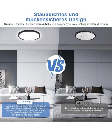 Modern Black LED Ceiling Lamp - 18W Cold White Light for Bathroom Kitchen & Living Room (2-Pack) - Buy Online on GoSupps.com