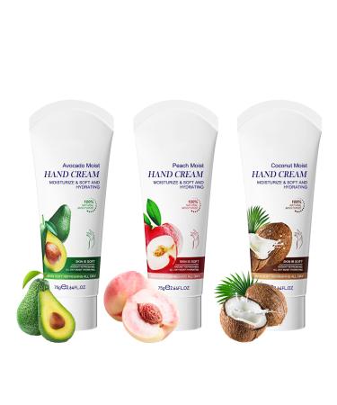 Mini Hand Cream Kit-3Pcs 75g Small Scented Hand Lotion for Dry Cracked Working Hands Natural Fragrance Moisturizing Travel Size Bulk Hand Lotion Baby Shower Wedding Favors Christmas Gift for Women 75 g (Pack of 3)