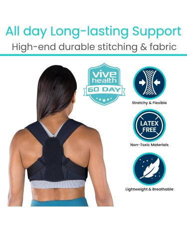 Vive Posture Corrector - Adjustable Upper Back Brace for Kyphosis Neck & Shoulder Pain Relief - Universal Clavicle Support for Men & Women - Buy Online on GoSupps.com