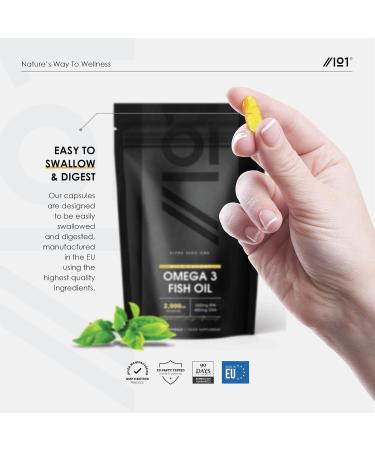 Omega 3 Fish Oil 2000mg Capsules | Wild Caught Marine | 660mg EPA & 440mg DHA | Extra Strength Halal Supplement | 90 Softgels (45 Day Supply) - Buy Online on GoSupps.com