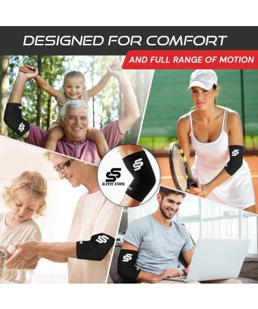 Sleeve Stars Elbow Compression Sleeve - Tennis Elbow Brace for Women & Men - Tendonitis Relief & Arthritis Support - Elbow Protector Wrap for Golf & Sports (S-XXL, Black) - Buy Online on GoSupps.com