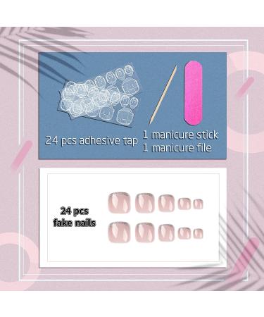 Glitter Rhinestone Pink Press-on Toenails - Square Acrylic False Toe Nails for Women - Buy Online on GoSupps.com