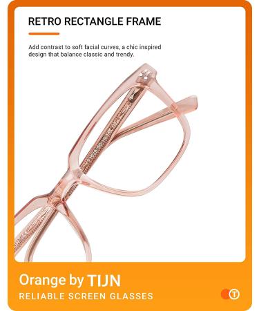 TIJN Blue Light Filter Computer Glasses | Retro Eyeglasses for Women Men | Champagne Gold + Transparent - Buy Online on GoSupps.com