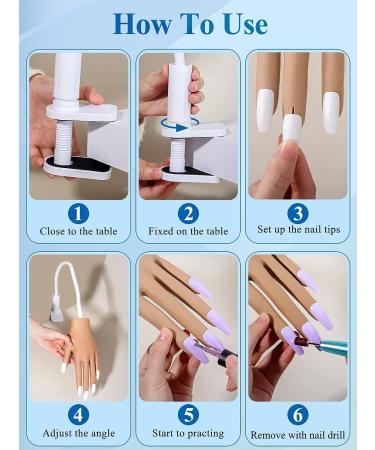 Flexible Silicone Practice Hand for Acrylic Nails with 100PCS White Nail Tips - Buy Online on GoSupps.com