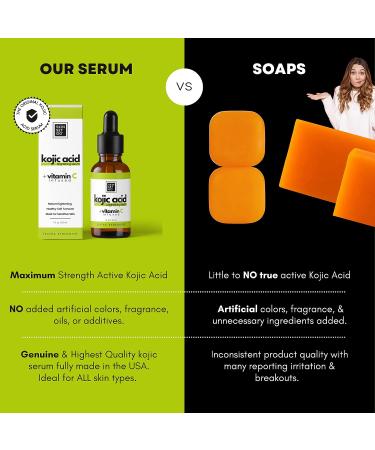 Extra Strength 7.5% Kojic Acid Serum & Vitamin C Dark Spot Corrector for Face and Body - Buy Online on GoSupps.com