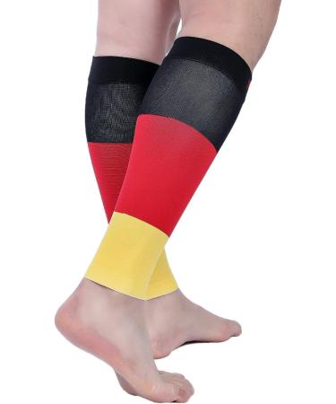 Doc Miller Calf Compression leg Sleeve For Men & Women | Best for Shin Splint Support and Running | 15-20mmHg (X-Large 1 Pair BlackRedYellow) BlackRedYellow XL - Buy Online on GoSupps.com