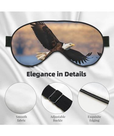 Flying Eagle Print Unisex Sleep Mask | Double-Sided Eye Mask for Sound Sleep & Skin Care - Black - Buy Online on GoSupps.com