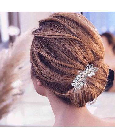 Dervivea Wedding Bridal Hair Comb Rhinestone Leaf Hair Combs Gold Pearl Side Comb Headpiece Bridesmaids Leaf Hair Comb Decorative Hair Accessories for Women and Girls Headdress - Buy Online on GoSupps.com