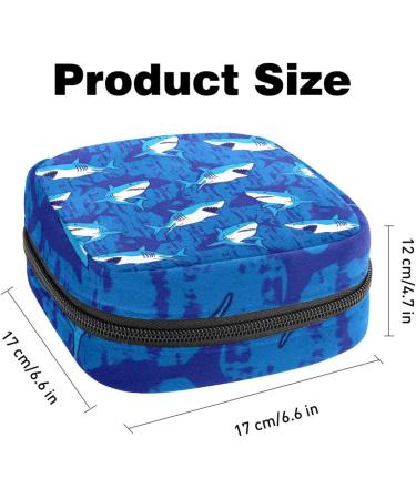 Blue Shark Underwater Animal Women Bands Storage Bag - Large Capacity Menstrual Cup Pocket & Makeup Organizer for Travel - Buy Online on GoSupps.com