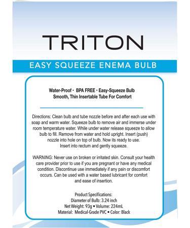SHIBARI Triton Easy-Squeeze Enema Bulb - Flexible Tip, BPA & Phthalates Free - Silicone Douche for Men & Women - 7.4oz - Black - Buy Online on GoSupps.com