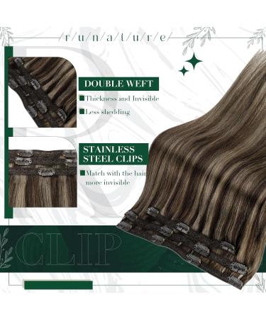 Runature Clip In Extensions - Real Human Hair Dark Brown & Ash Brown - 50g 25cm (10 inch) - 3PCs #2P8A - Silky & Easy to Install - Buy Online on GoSupps.com