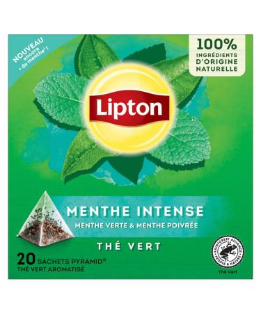 Lipton Green Tea Cold or Hot Infusion Spearmint & Peppermint Taste Freshness 100% Natural Origin Ingredients 20 Pyramid