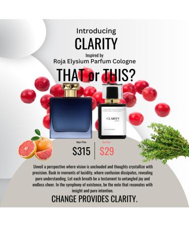 CLARITY | Inspired by by RJA Elysium Parfum Cologne | Pheromone Perfume for Men | Extrait De Parfum | Long Lasting Dupe Clone Essential Oils Fragrance | Perfume De Hombre | (100 ml / 3.4 Fl Oz) 3.4 Fl Oz (Pack of 1) - Buy Online on GoSupps.com