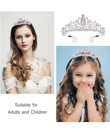AB Rhinestone Birthday Tiara for Women - Queen Crown with Girl Sash | Silver Birthday Crowns for Girls - Buy Online on GoSupps.com