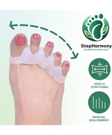 StepHarmony Toe Spacers for Bunion Relief & Toe Realignment - One Size Fits All - White - Buy Online on GoSupps.com
