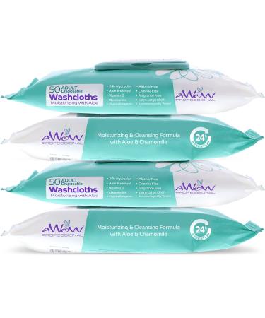 AWOW 50 Large No Rinse Body Wipes for Adults - Camping, Incontinence, Post Workout - Unscented (200 Wet Wipes) - Buy Online on GoSupps.com