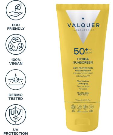 Valquer Laboratorios Hydra Sunscreen Facial Cream SPF 50+ Moisturizing and Anti-Aging - Buy Online on GoSupps.com
