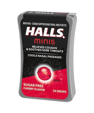HALLS Minis Cherry Flavor Sugar Free Cough Drops - 24 Drops - Buy Online on GoSupps.com