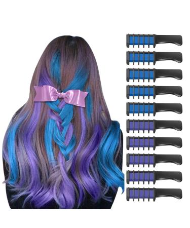 MSDADA Blue and Purple Hair Chalk for Girls-New Hair Chalk Comb Temporary Bright Washable Hair Color Dye for Kids-Stocking Stuffers for Kids 8-12-Girls Toys Gifts for Birthday,Easter,Christmas Blue & Purple