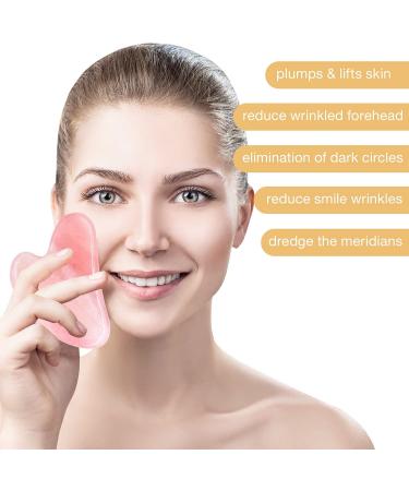 Premium Rose Quartz Gua Sha Tool | Natural Jade Facial Massage Stone for Anti-Aging | Heart Shape Skincare Tool - Buy Online on GoSupps.com
