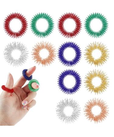 TIDIPRI acupressure ring set massage rings for finger acupressure ring massage ring for stress reducing and promoting blood circulation finger massage or toe massage (12 pieces)