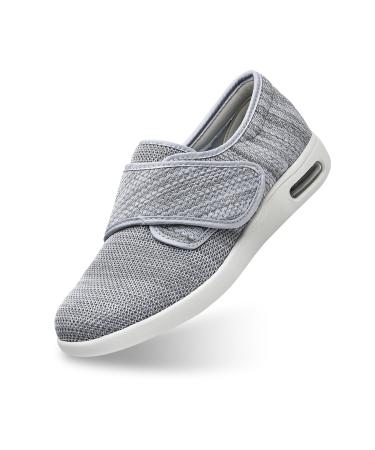 ERLESEN Diabetic Shoes for Women Velcro Shoes for Men Extra Wide Widths Edema Shoes for Swollen Feet Adjustable Elderly Shoes for Foot Pain Relief 7 X-Wide Grey