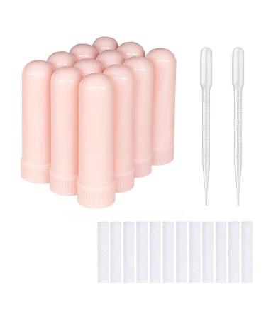 zison 12 Sets(Pink) Essential Oil Aromatherapy Tubes Inhaler Sticks Blank Nasal Inhalers(12 Complete Sticks) + 2 Polyethylene Pipette Droppers