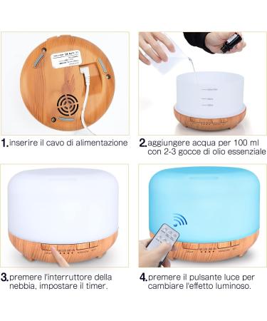 450ml Aroma Diffuser & Ultrasonic Humidifier - 7-Color LED Aromatherapy Essential Oil Diffuser for Home Bedroom Office Yoga & Spa - Buy Online on GoSupps.com