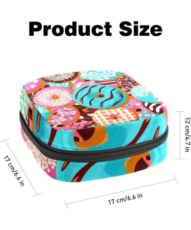 Menstruation Pad Bag with Zipper | Stylish Women's Tampon & Napkin Bag in Sweet Donut Pink & Green - Buy Online on GoSupps.com