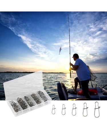 Cozlly Snaps Fishing Set - 100 Stainless Steel Duo Lock Snaps with Box | Carabiner Set for Perch Trout Pikeperch - 5 Sizes Silver | International Shipping Available - Buy Online on GoSupps.com