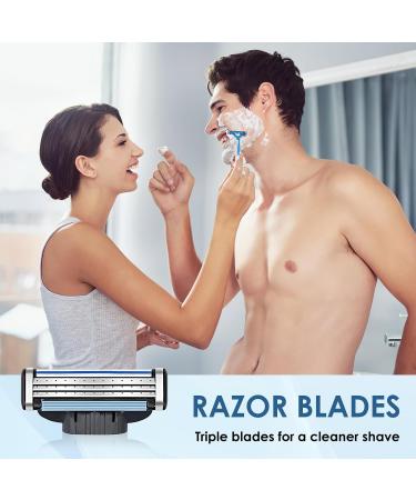 Buy Razor Blades for Men | 12 Triple Blade Refill - Anti-Clog Design for Wet Razors - Buy Online on GoSupps.com