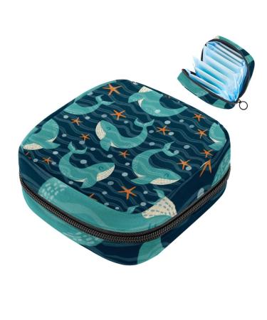 Portable women's binding-up bags menstrual cup pocket female menstrual insert bag for teenage girls tampons for the first period oceanhai and sea seasons blue pattern