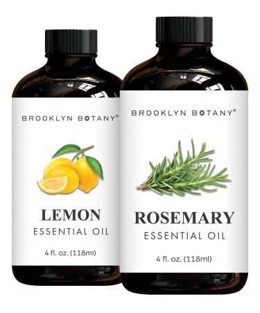 Brooklyn Botany Lemon & Rosemary Essential Oils 4 Fl Oz (Pack of 2) 100% Pure & Natural Refreshing & Clarifying Aromatherapy Blend