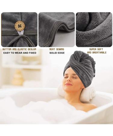 Buy Kinhwa XL Microfiber Turban Towel - Quick-Drying Super Absorbent Hair Towel for Long Hair (2-Pack Gray 70x30 cm) - Buy Online on GoSupps.com