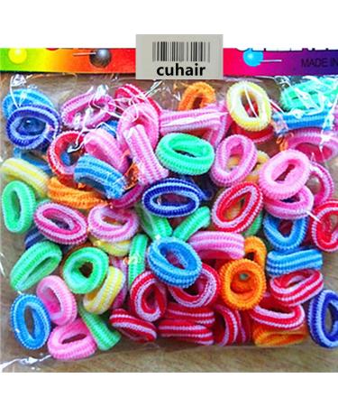 Cuhair 200 pieces mini baby toddler girl colored hair elastic hair tie hodler hair band accessories (fit for 6month-3 years) (striped hair ring)