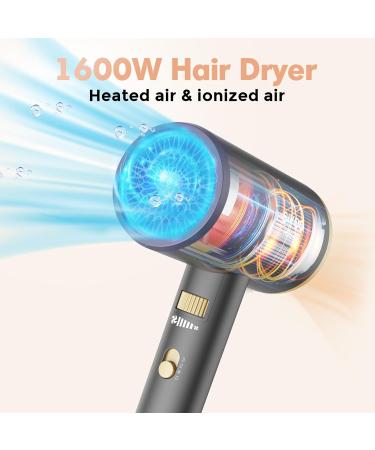 SIYOO Professional Hair Dryer - 1600W Ionic Blow Dryer with Diffuser & Nozzle | Lightweight Salon Hairdryer in Gold - Fast International Shipping - Buy Online on GoSupps.com