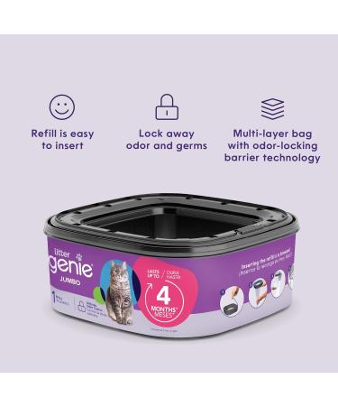 Litter Genie Jumbo Refill Bags (2-Pack) | Multi-Layers of Odor-Barrier Technology | 1 Square Refill Cartridge Lasts Up to 4 Months Per Cat 1.05 LBS - Buy Online on GoSupps.com